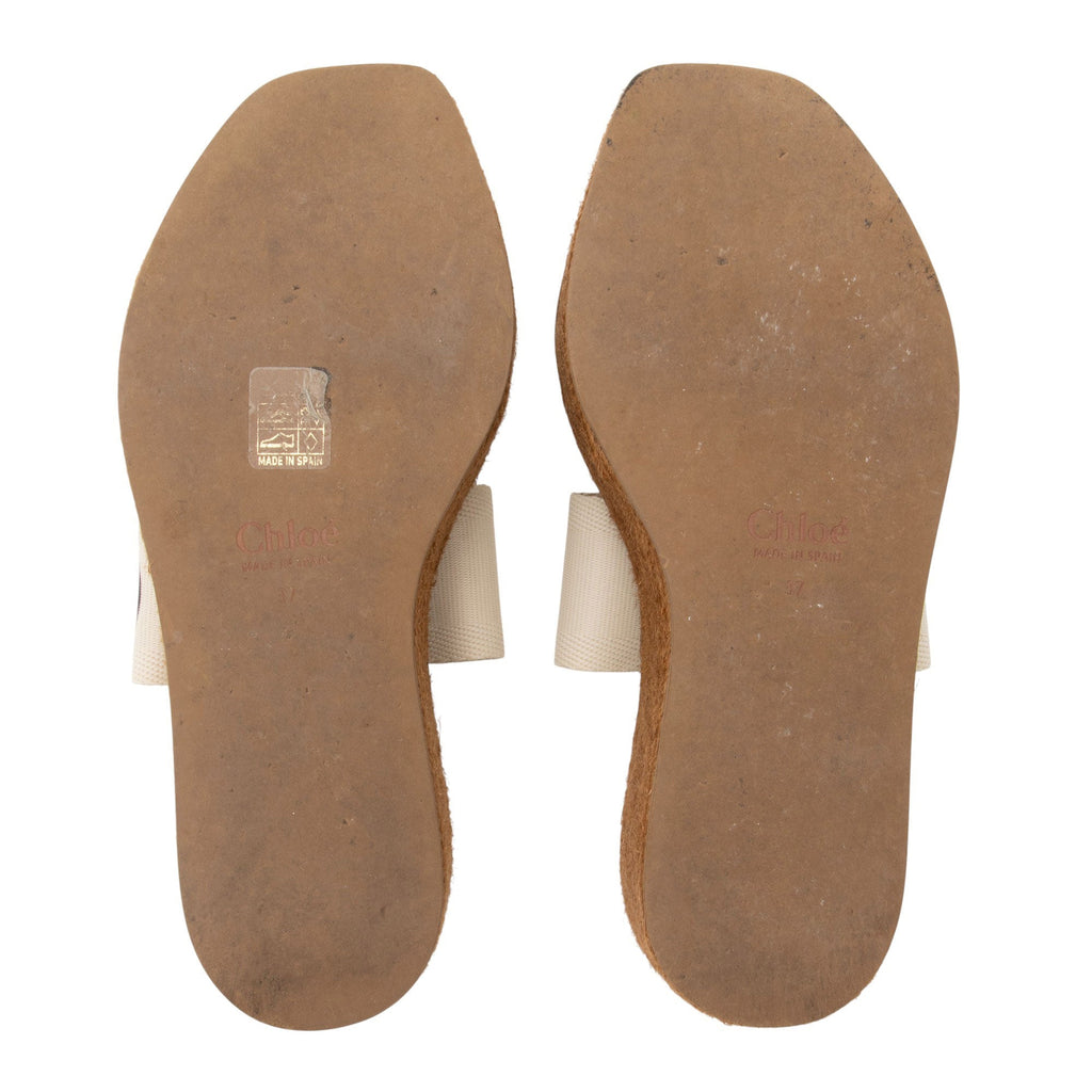 Chloe Linen Woody Wedge Espadrilles - Size 7 / 37