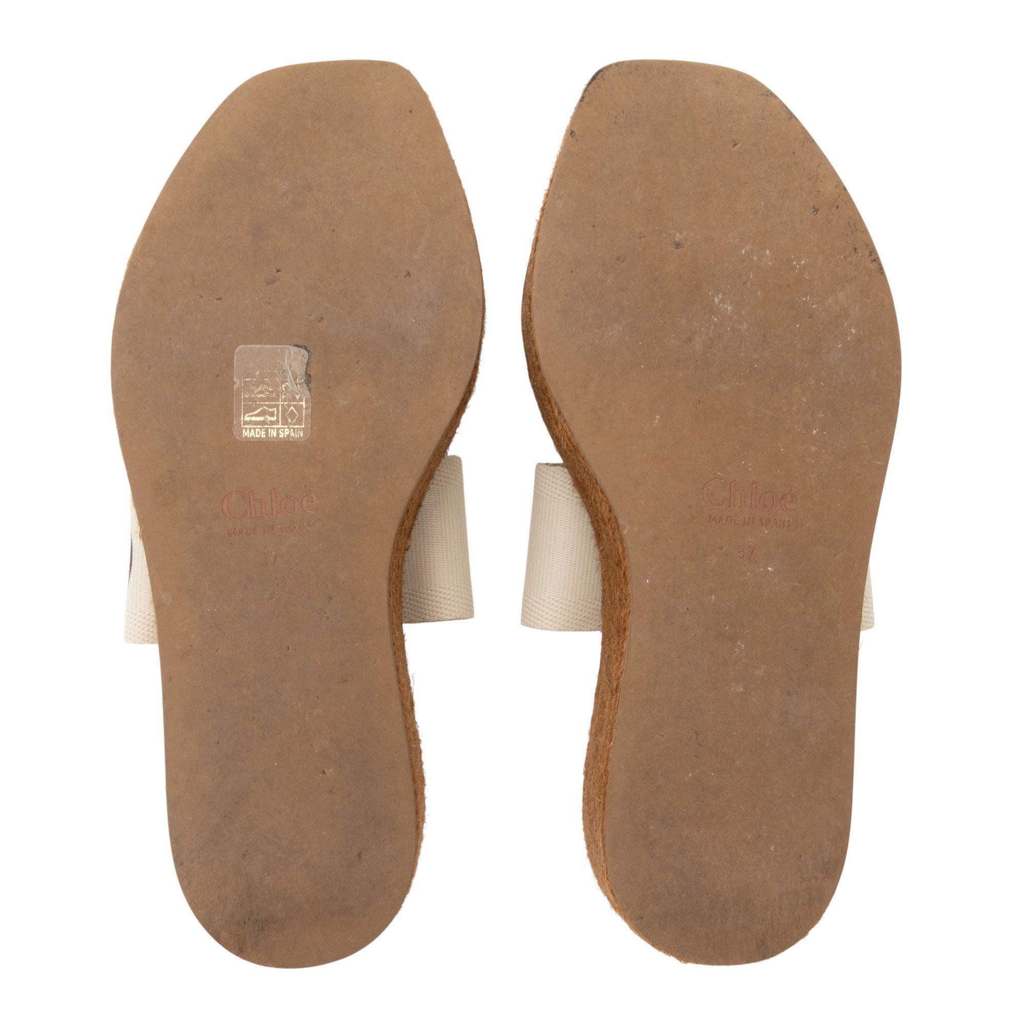 Chloe Linen Woody Wedge Espadrilles - Size 7 / 37