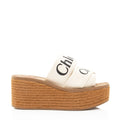 Chloe Linen Woody Wedge Espadrilles - Size 7 / 37