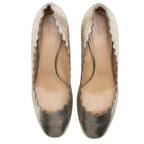 Chloe Metallic Leather Scalloped Lauren Pumps - Size 9.5 / 39.5 (SHF-17199)