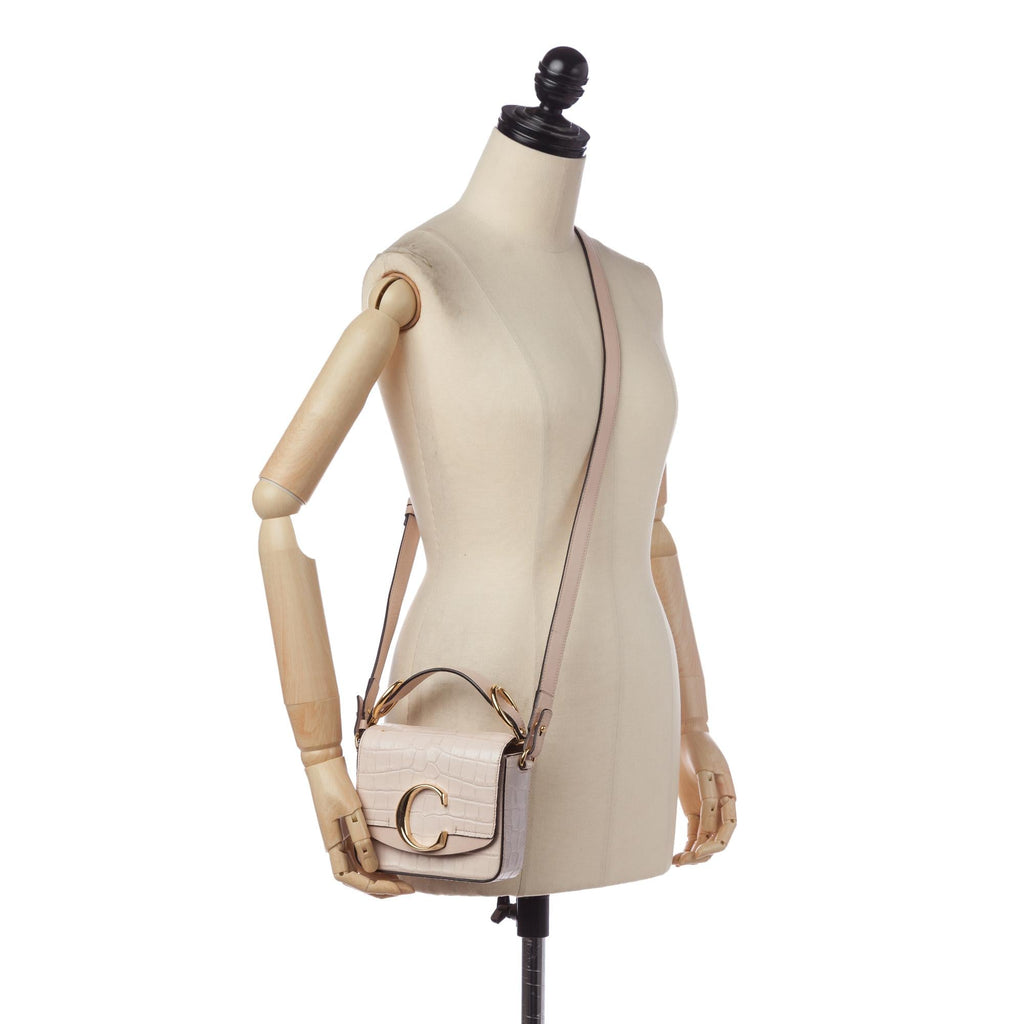 Chloe Mini C Embossed Leather Satchel (SHG-33404)
