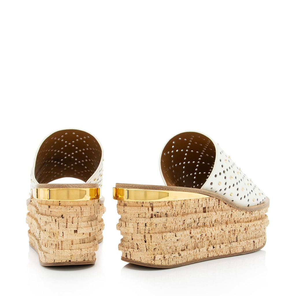 Chloe Perforated Leather Studded Camille Sandals - Size 7.5 / 37.5 (SHF-whCq5m)
