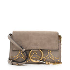 Chloe Suede Studded Small Faye Shoulder Bag - FINAL SALE (SHF-17184)