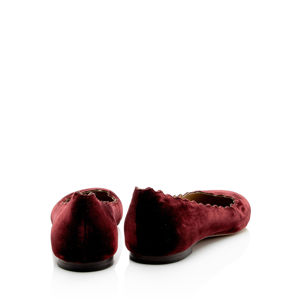 Chloe Velvet Scalloped Lauren Flats - Size 9.5 / 39.5 (SHF-d1pa1o)