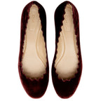 Chloe Velvet Scalloped Lauren Flats - Size 9.5 / 39.5 (SHF-d1pa1o)