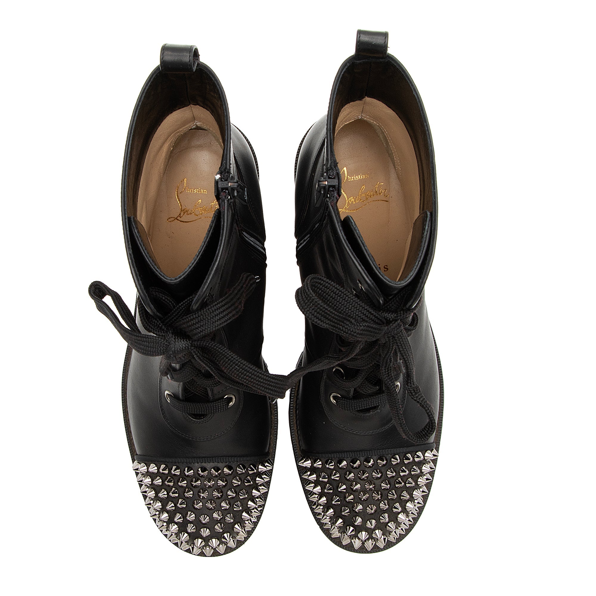 Christain Louboutin Calfskin TS Croc Spiked Ankle Boots - Size 9 / 39 (SHF-23127)