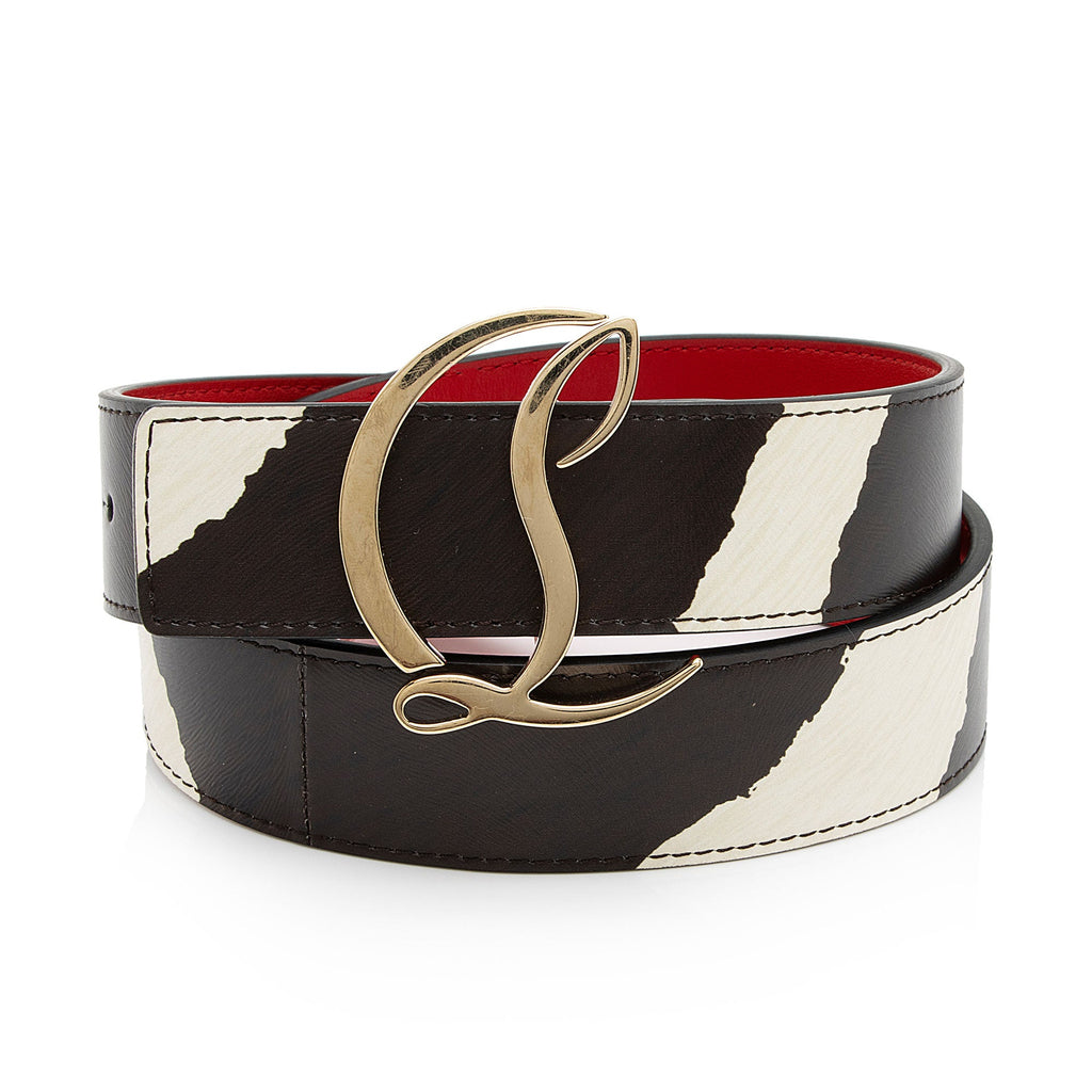 Christian Louboutin Calfskin Zebra Print CL Logo Belt - Size 30 / 75 (SHF-ozxwZw)