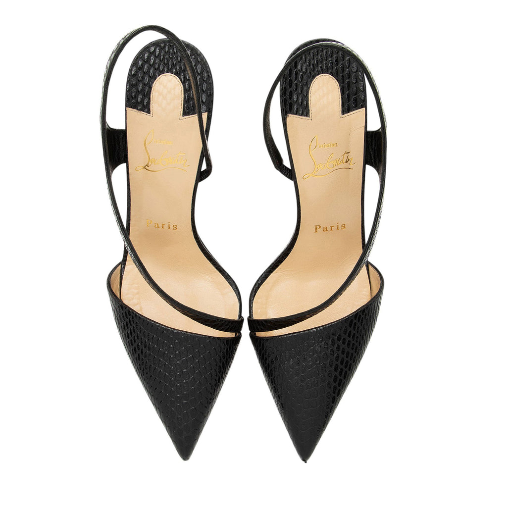 Christian Louboutin Embossed Calfskin Brandina Slingback Pumps - Size 8.5 / 38.5
