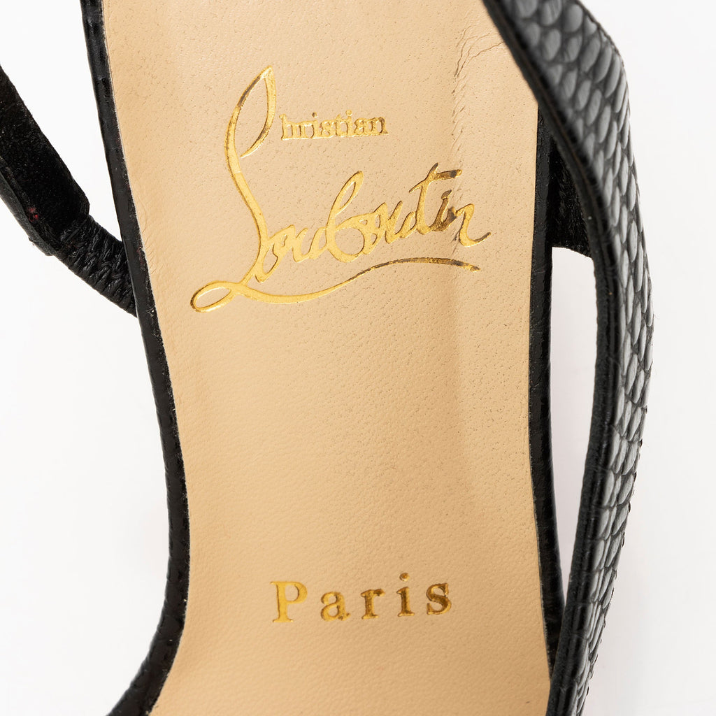 Christian Louboutin Embossed Calfskin Brandina Slingback Pumps - Size 8.5 / 38.5