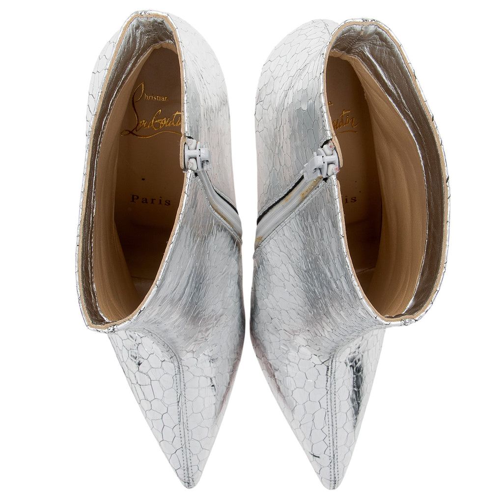Christian Louboutin Metallic Calfskin Craquele So Kate Booties - Size 9.5 / 39.5