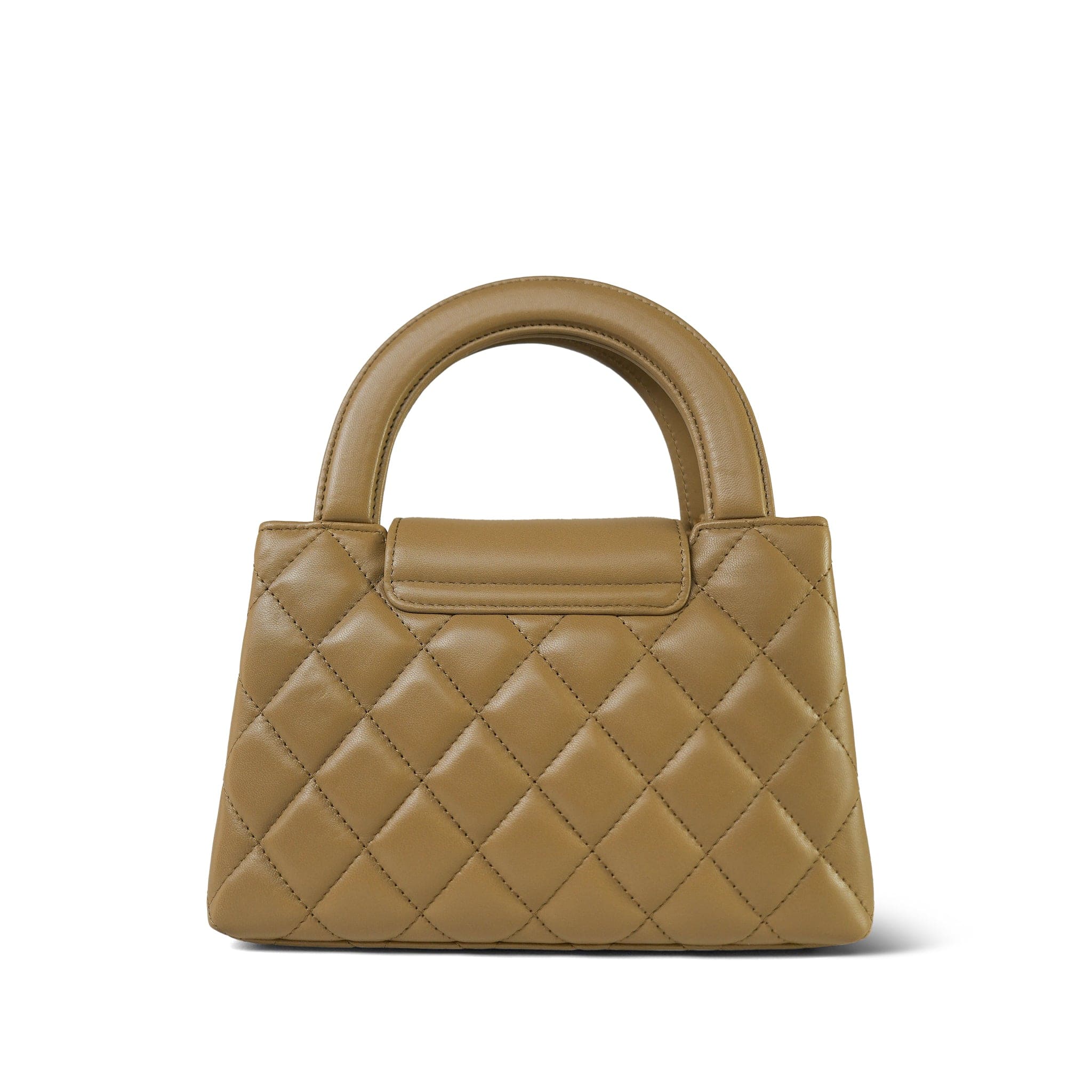 Chanel 25A Beige Lambskin Quilted Nano Kelly Shopper Aged Gold Hardware