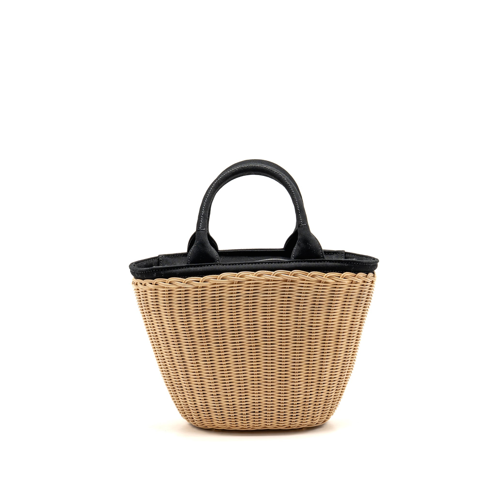 Prada Wicker Shopping Bag Canvas/Woven Tan/Black GHW