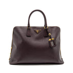 Prada Saffiano Vernice Promenade Large Dome Tote Bag Leather Mogano GHW