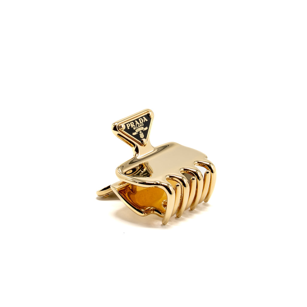 Prada hair clip gold metal