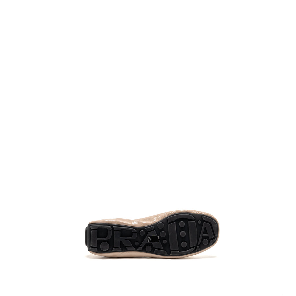 Prada Size 37 Ballet Flat Patent Beige