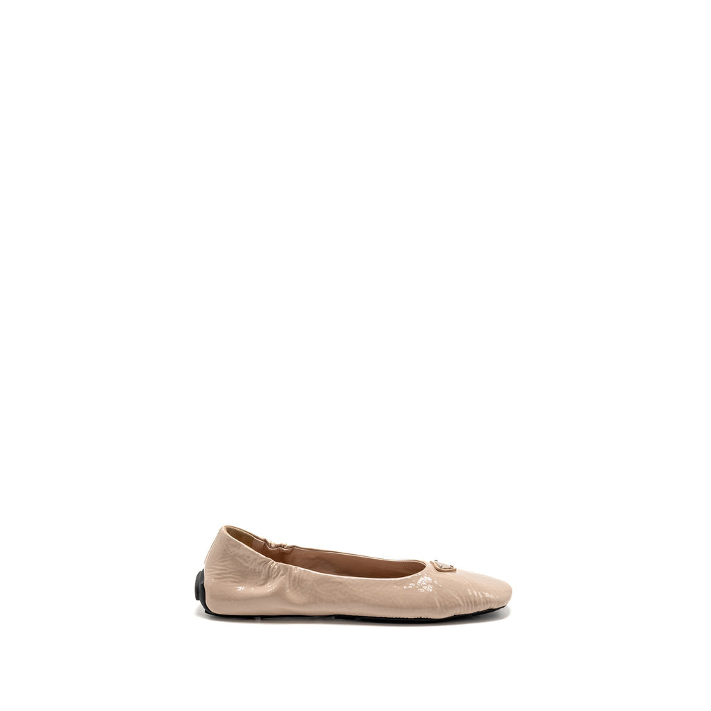 Prada Size 37 Ballet Flat Patent Beige