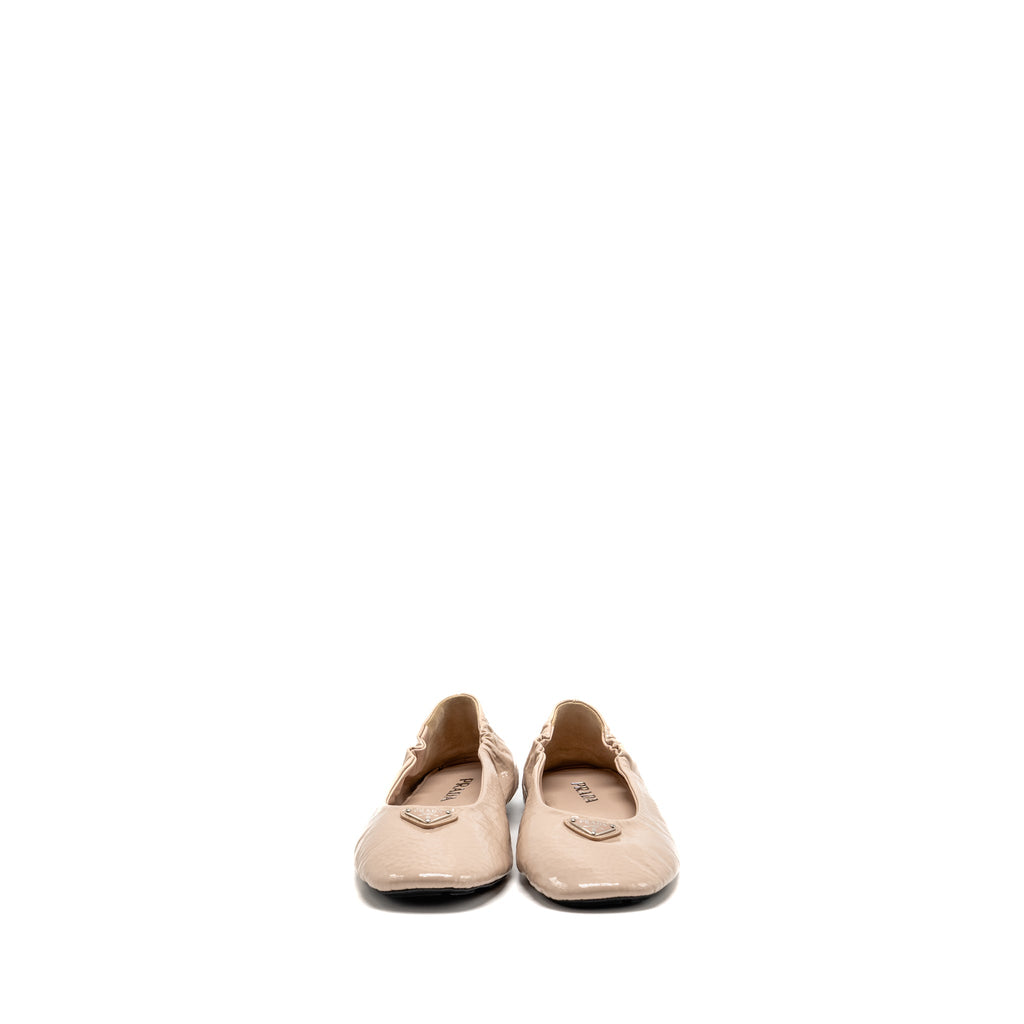 Prada Size 37 Ballet Flat Patent Beige