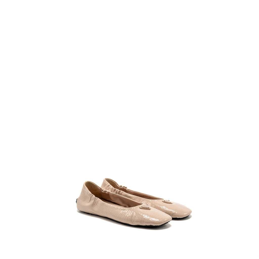 Prada Size 37 Ballet Flat Patent Beige