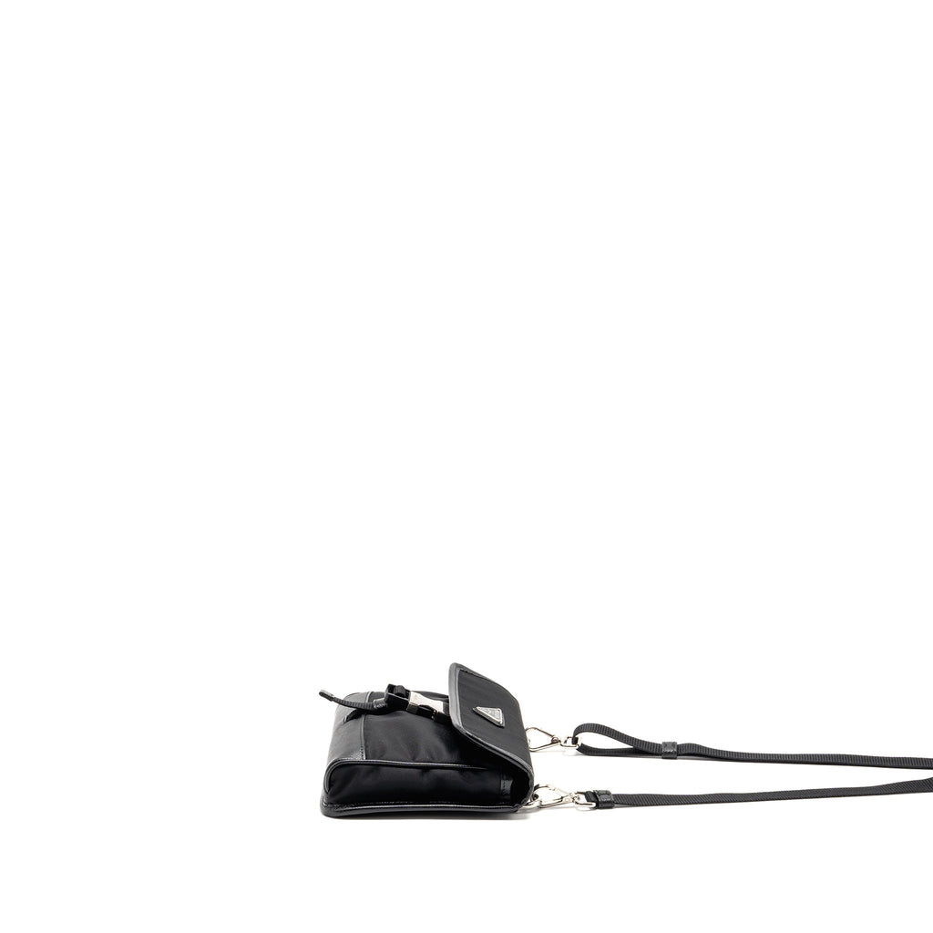 Prada Trimmed Saffiano Phone Case Re-Nylon Black SHW