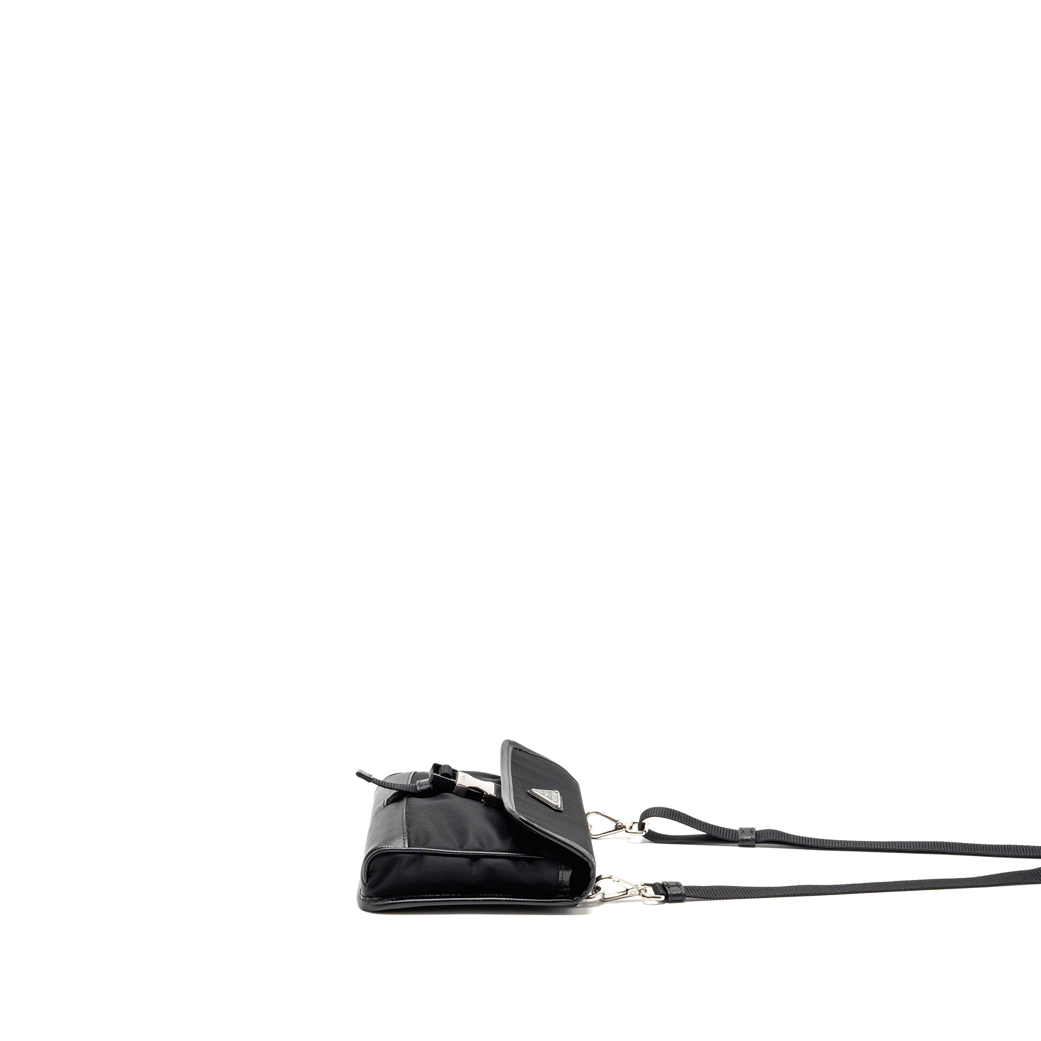 Prada Trimmed Saffiano Phone Case Re-Nylon Black SHW