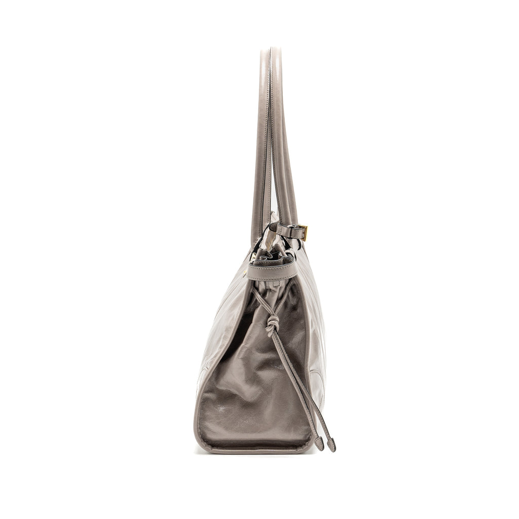 Prada Bonnie Large Handbag Calfskin Grey GHW