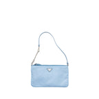 Prada Re-Nylon zip shoulder bag light blue SHW