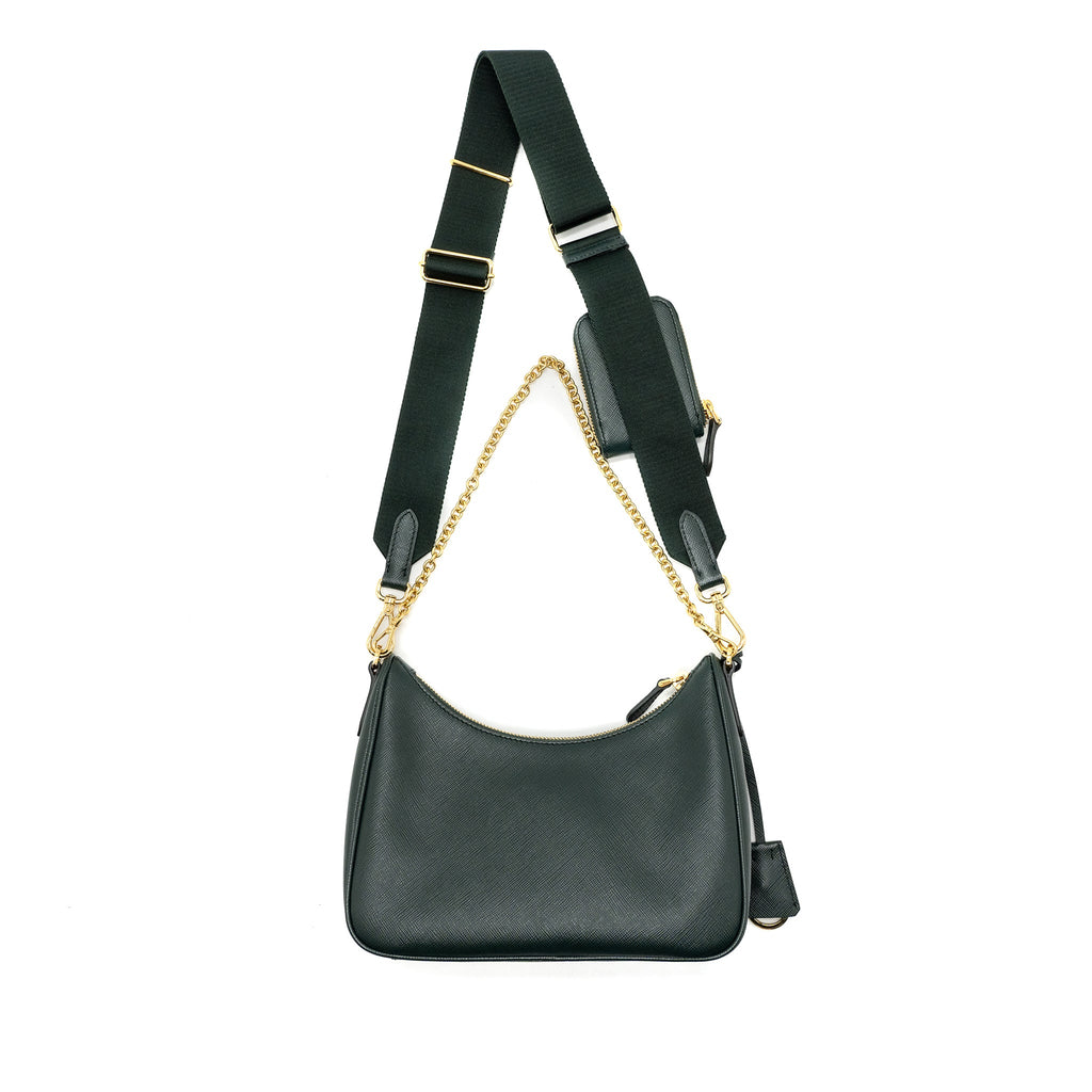 Prada Re-edition 2005 saffiano dark green GHW