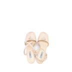 Prada Size 38.5 Heel Sandals Patent Leather Beige SHW