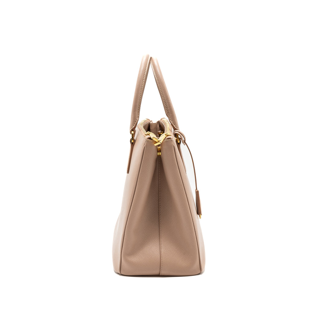Prada Double Zip Shopping Toto Saffiano Cammeo GHW