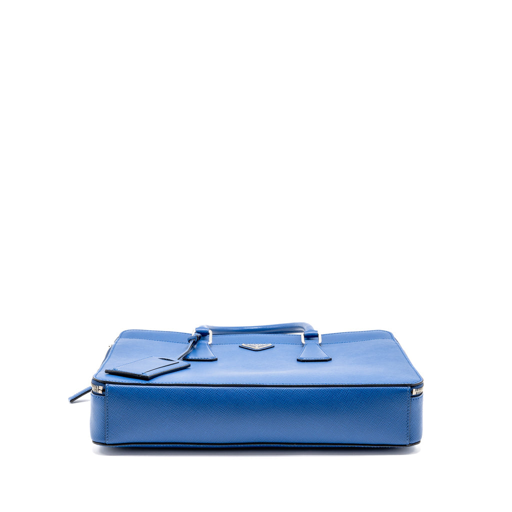 Prada Saffiano Briefcase Azzurro SHW