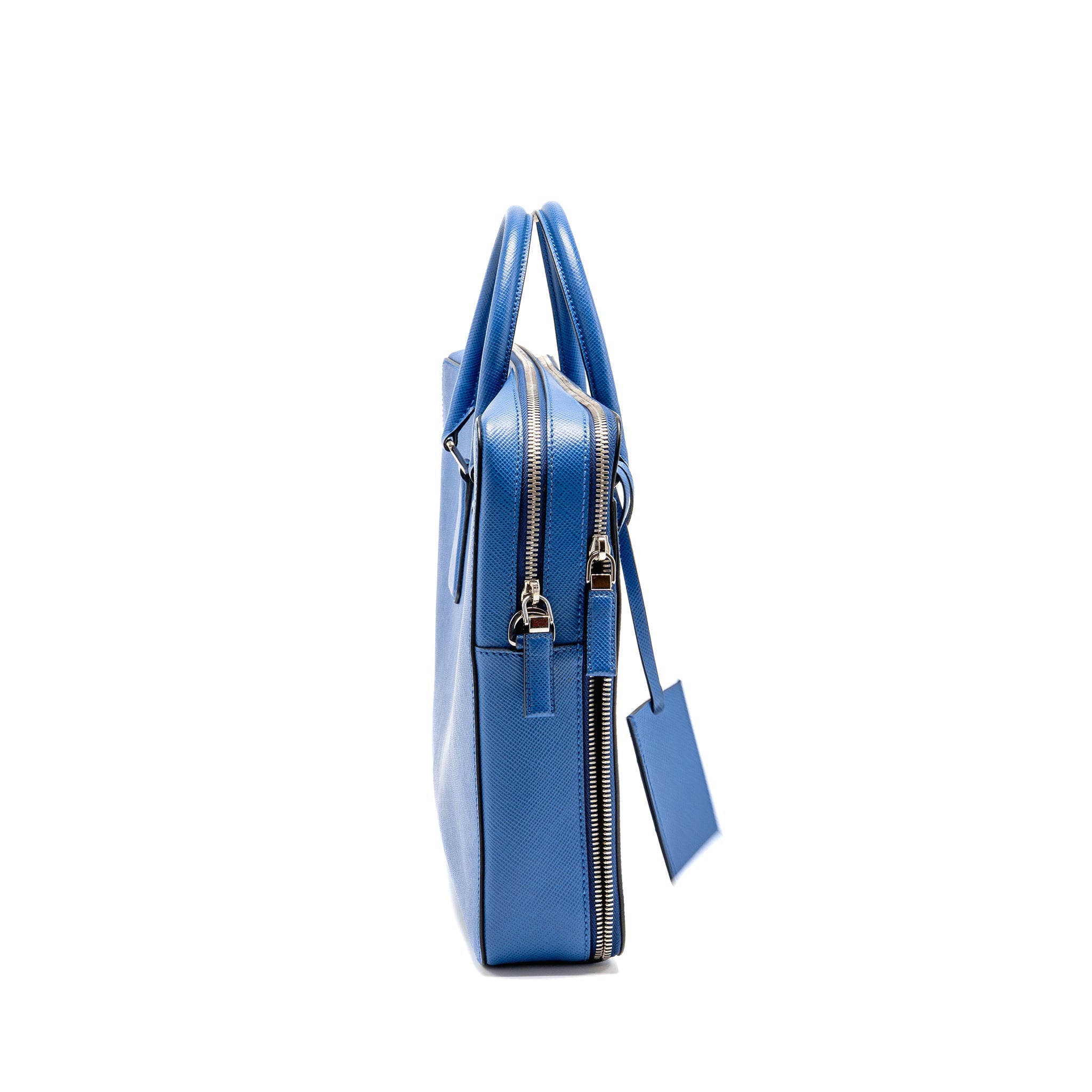 Prada Saffiano Briefcase Azzurro SHW