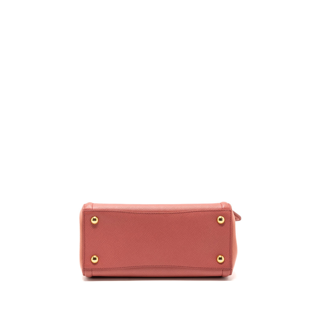 Prada top handle small tote bag saffiano calfskin pink GHW