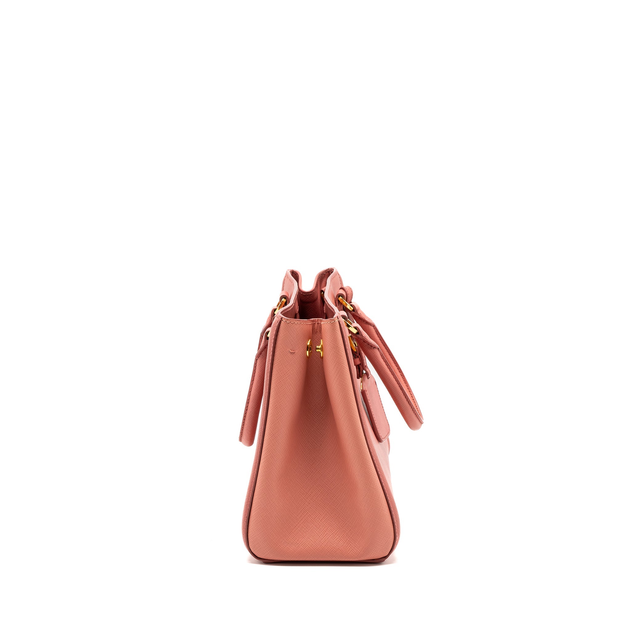 Prada top handle small tote bag saffiano calfskin pink GHW