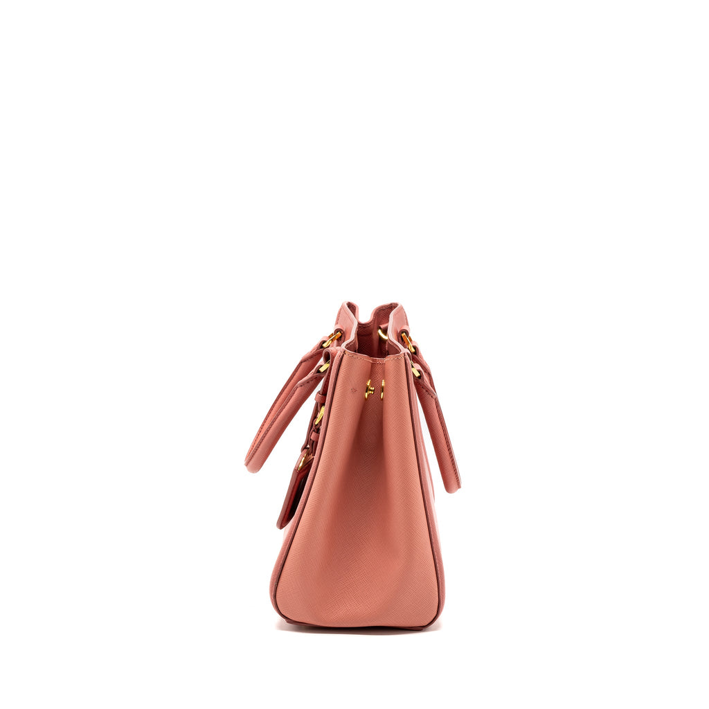 Prada top handle small tote bag saffiano calfskin pink GHW