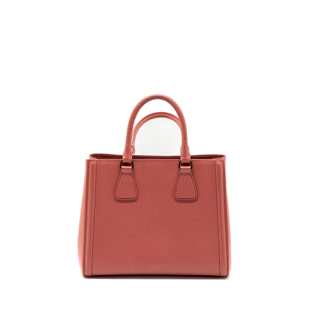 Prada top handle small tote bag saffiano calfskin pink GHW