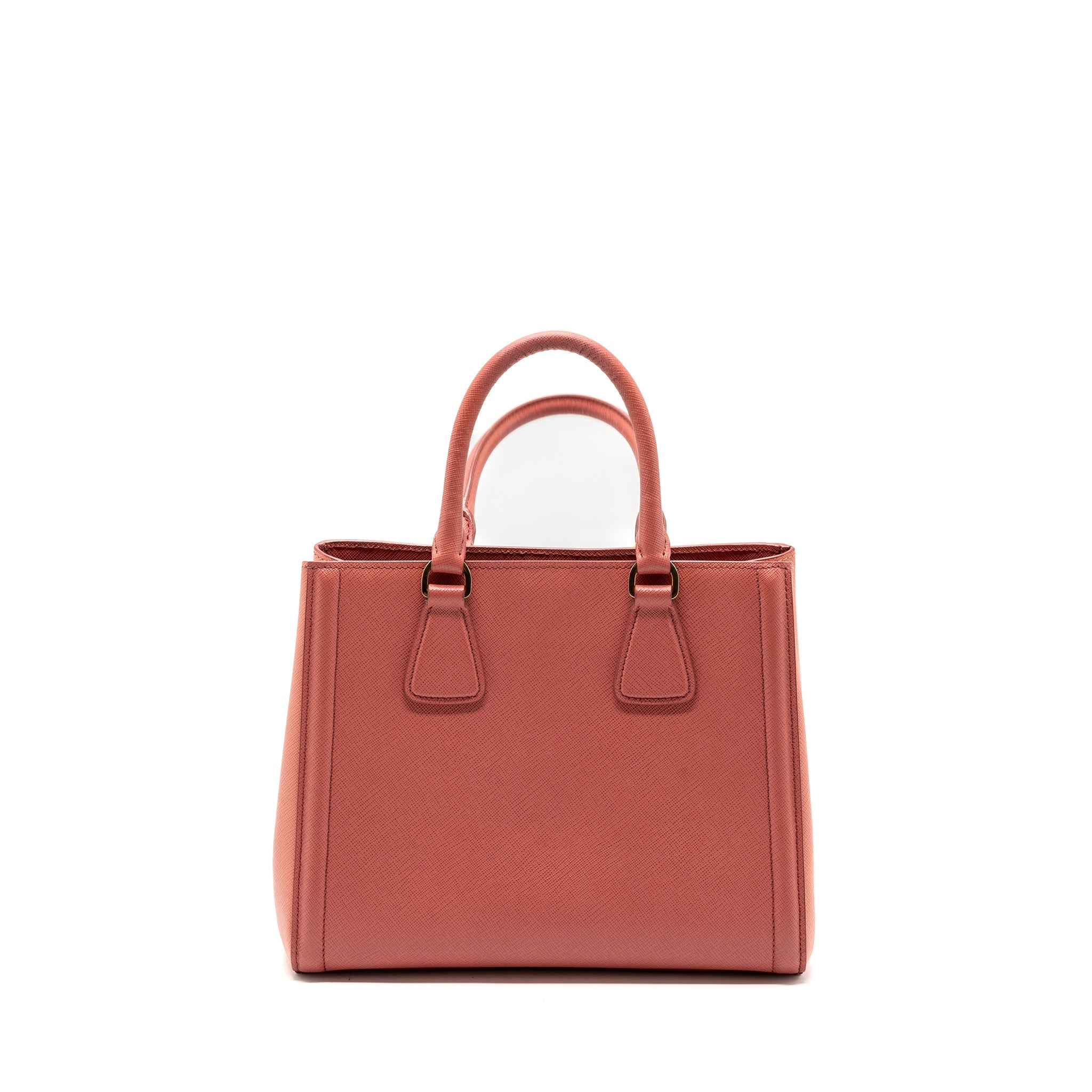 Prada top handle small tote bag saffiano calfskin pink GHW