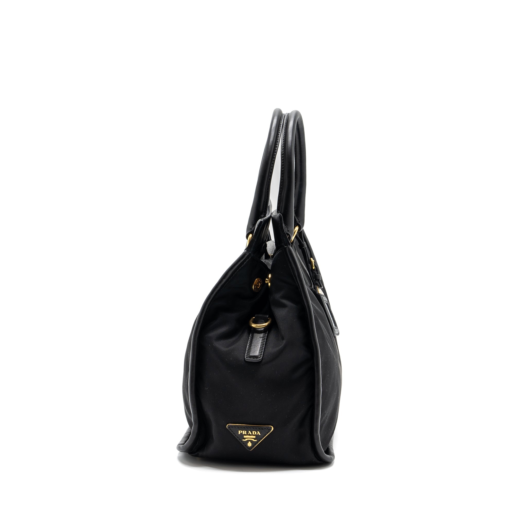 Prada tote bag nylon / leather black GHW
