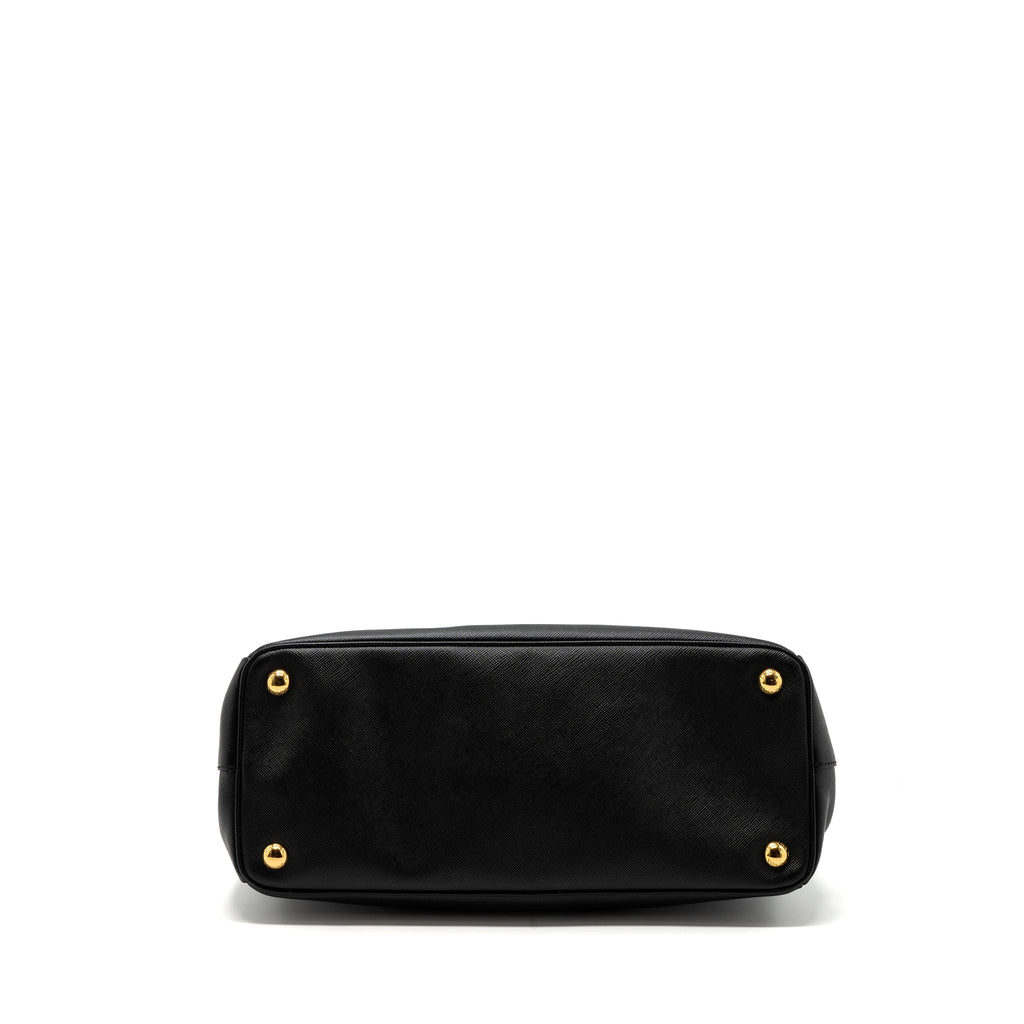 Prada double zip tote bag saffiano calfskin black GHW