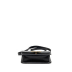 Prada Saffiano Leather Flap Shoulder Bag Calfskin Black GHW