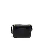 Prada Saffiano Leather Flap Shoulder Bag Calfskin Black GHW