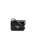 Prada Saffiano Leather Flap Shoulder Bag Calfskin Black GHW