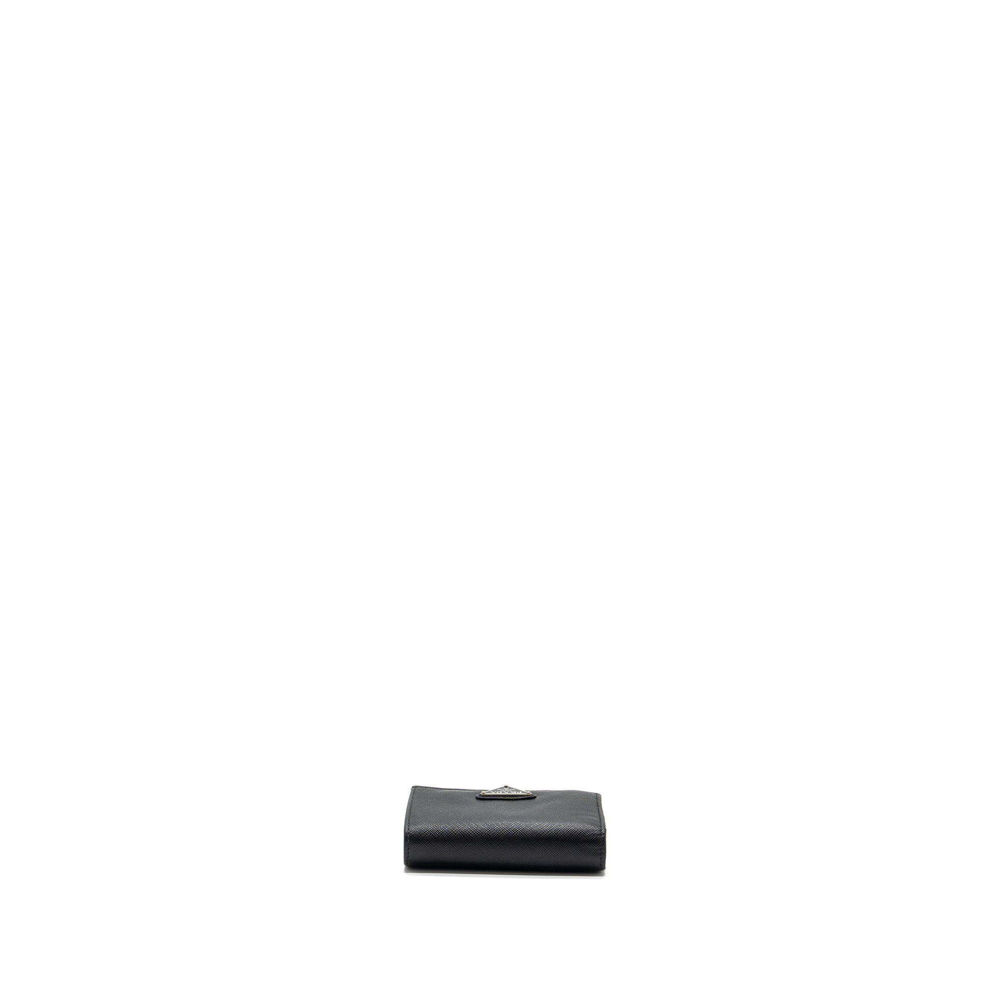 Prada saffiano wallet calfskin black SHW