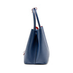 Prada Saffiano Cuir Double Bag Saffiano Leather Blue/Red GHW