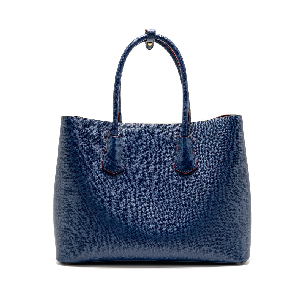 Prada Saffiano Cuir Double Bag Saffiano Leather Blue/Red GHW