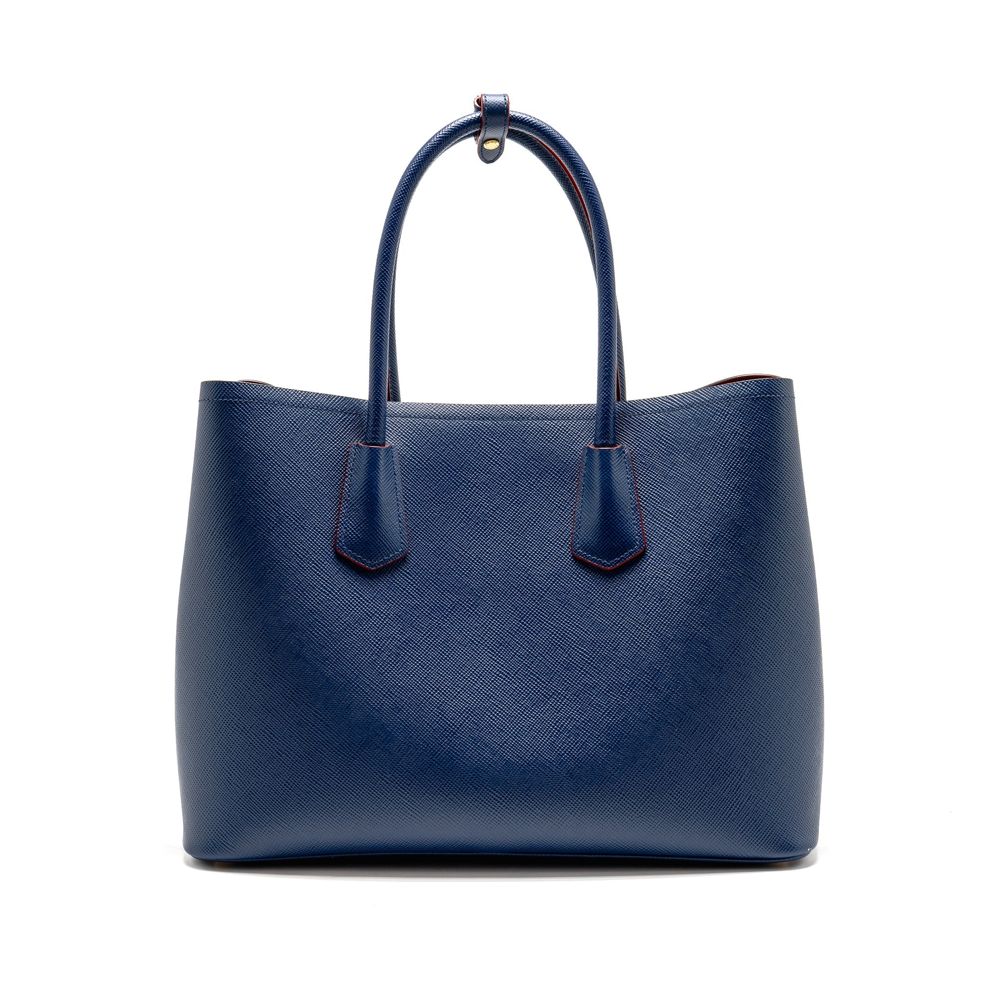 Prada Saffiano Cuir Double Bag Saffiano Leather Blue/Red GHW