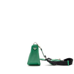 Prada Triangle Shoulder Bag Leather Green SHW