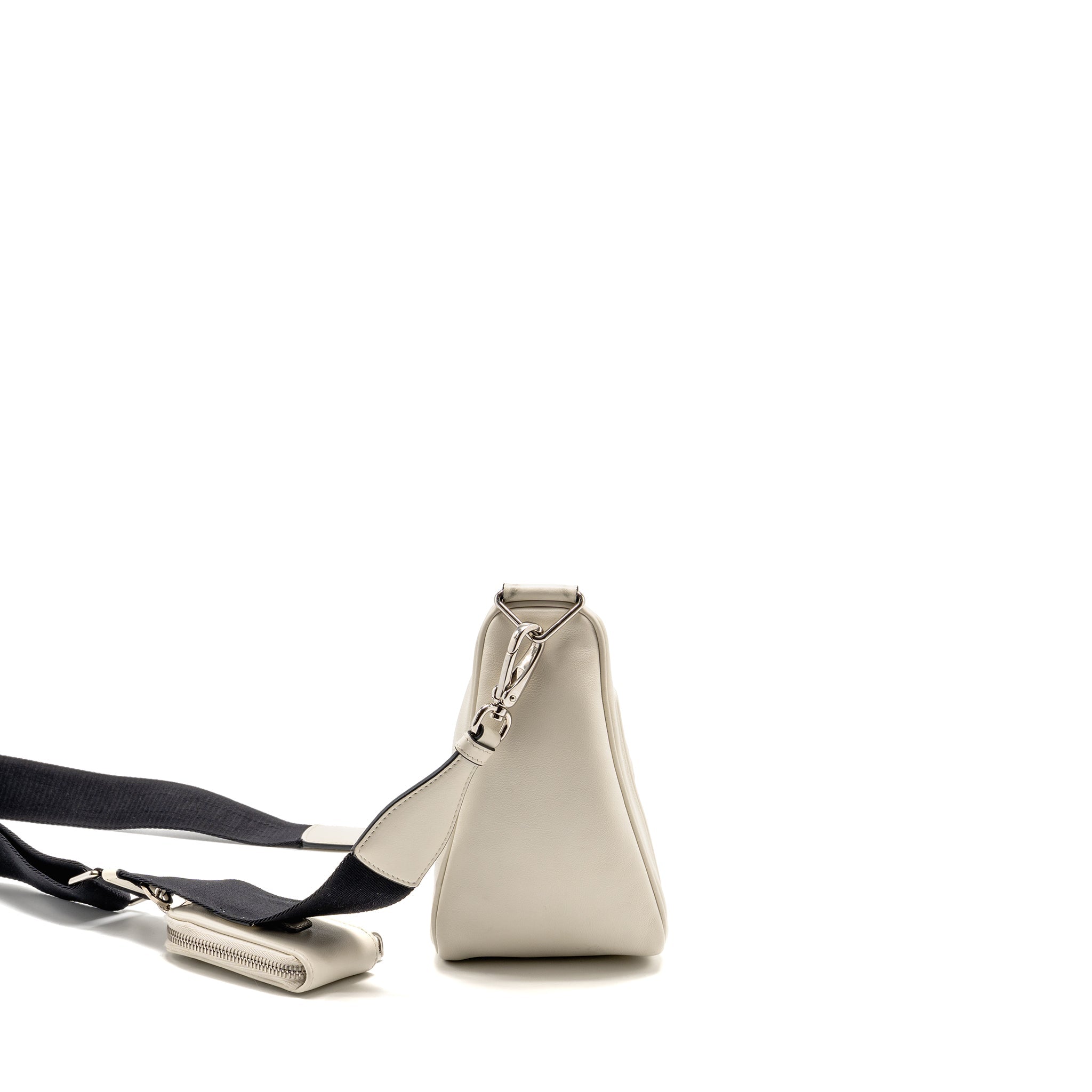 Prada Triangle Shoulder Bag Leather White SHW