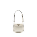 Prada Mini Cleo Shoulder Bag Brushed Leather White SHW