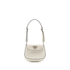 Prada Mini Cleo Shoulder Bag Brushed Leather White SHW