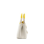 Prada Small Saffiano Cuir Tote Bag Calfskin White/Yellow GHW